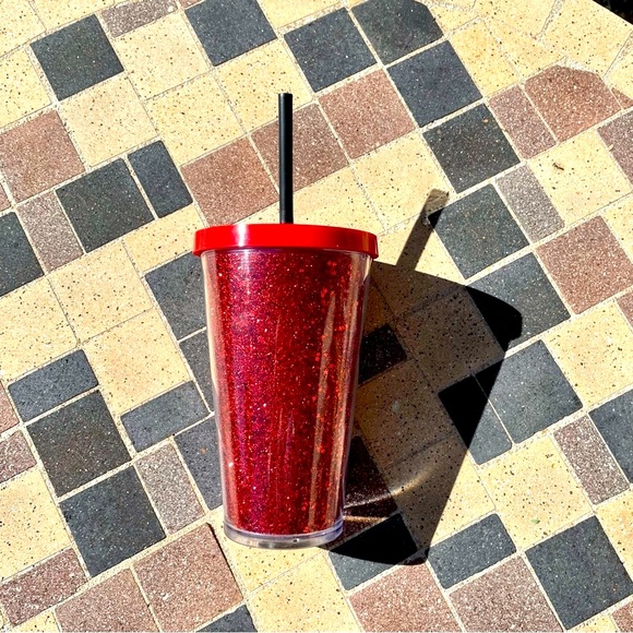 NWT Starbucks red glitter stars holiday 16 oz tumbler bling sparkle - Picture 10 of 11